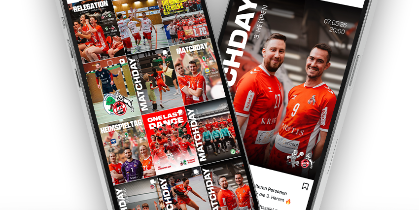 Smartphones mit Social Media Content der FC Handballabteilung